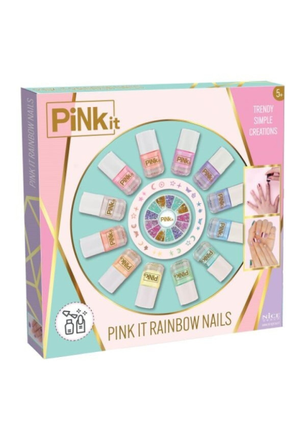 Pink it rainbow nails