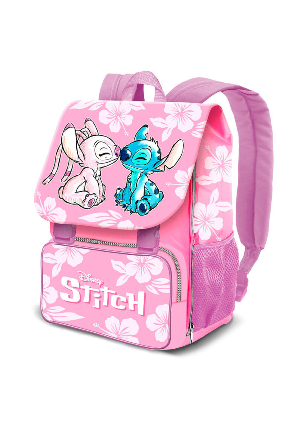 Mochila 45cm STITCH solapa rosa
