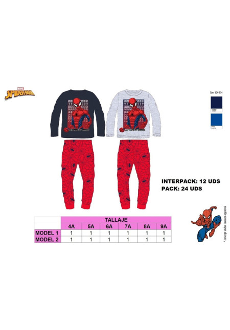 Pijama SPIDER navy/grey