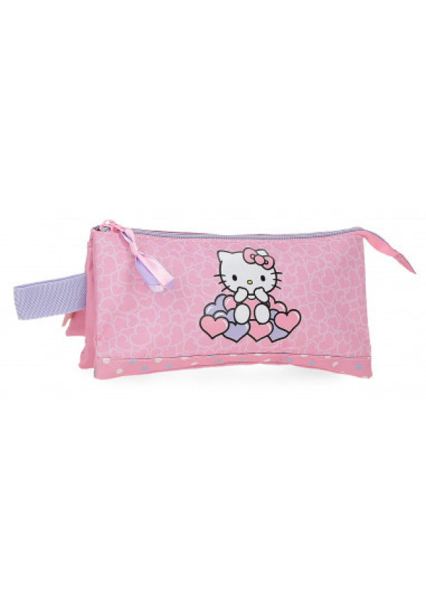 Portatodo triple HELLO KITTY hearts & dots
