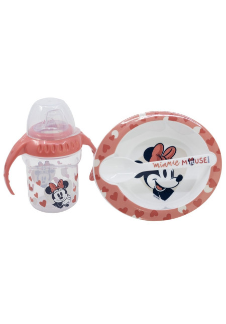 Set 3pc plato, vaso, cuchara MINNIE