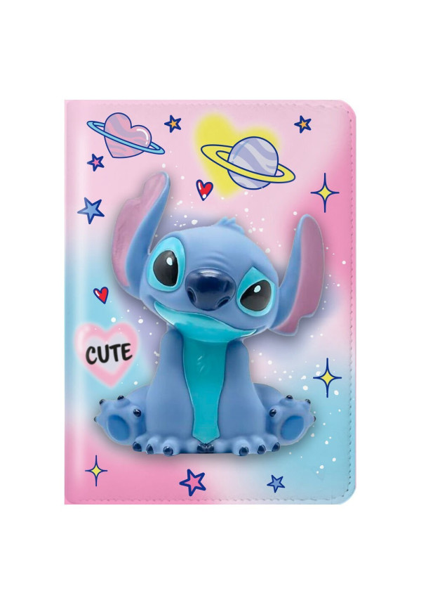 Libreta squishy con boli pompon STITCH