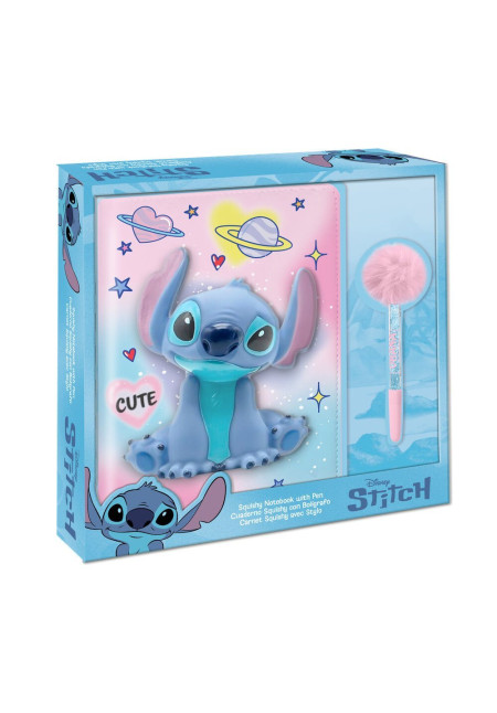 Libreta squishy con boli pompon STITCH