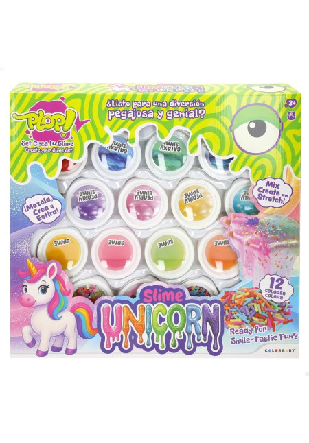 Set 12 botes crea tu slime UNICORNIO