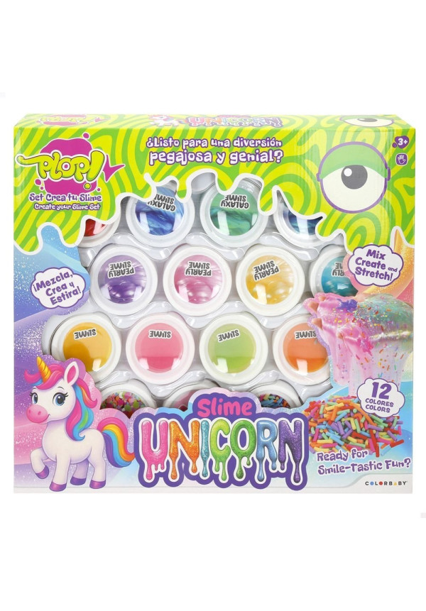 Set 12 botes crea tu slime UNICORNIO