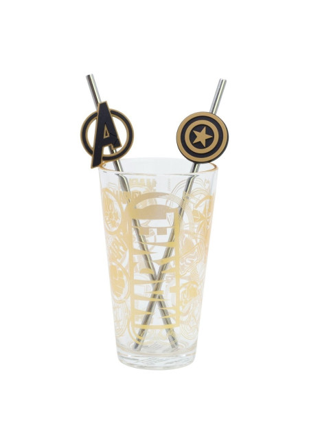 Set vaso pajitas 480ml MARVEL