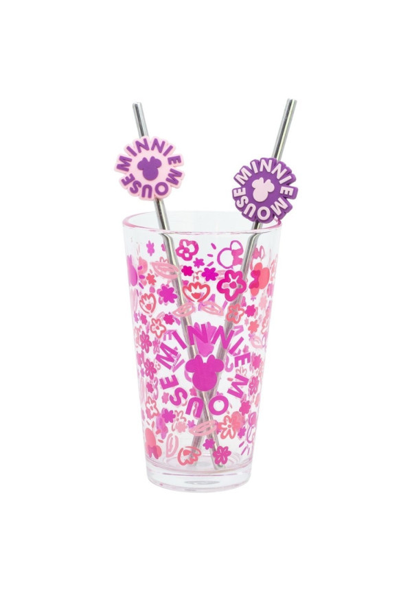 Set vaso pajitas 480ml MINNIE